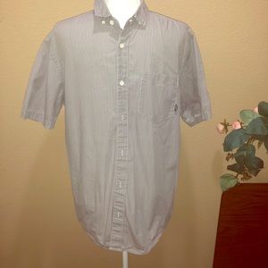 Grayish blue with white stripes button up EUC